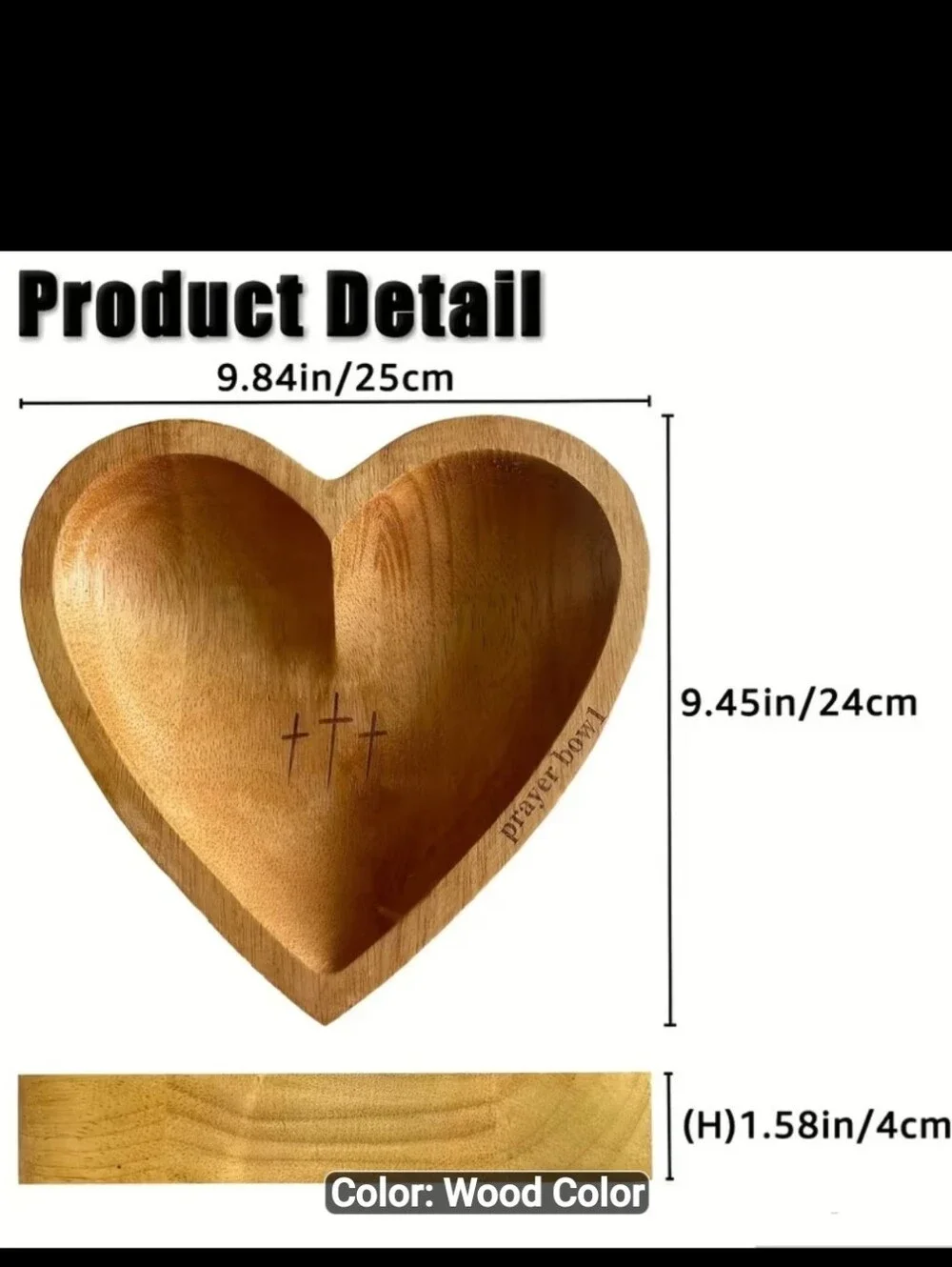 PRAYER BOWL Wooden Heart Shape Beautiful Detail Cards Brand New